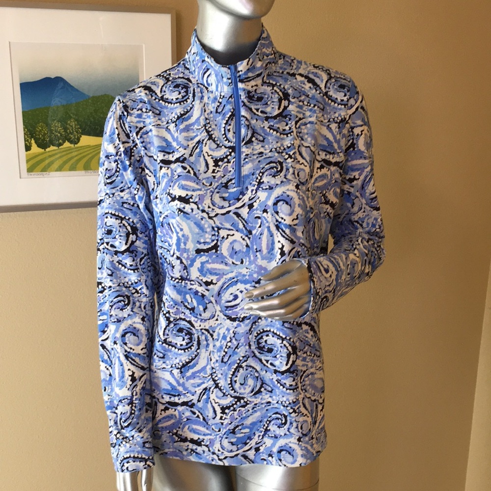 G Lifestyle by Gottex | Paisley Dotti Print Long Sleeve Zip Top